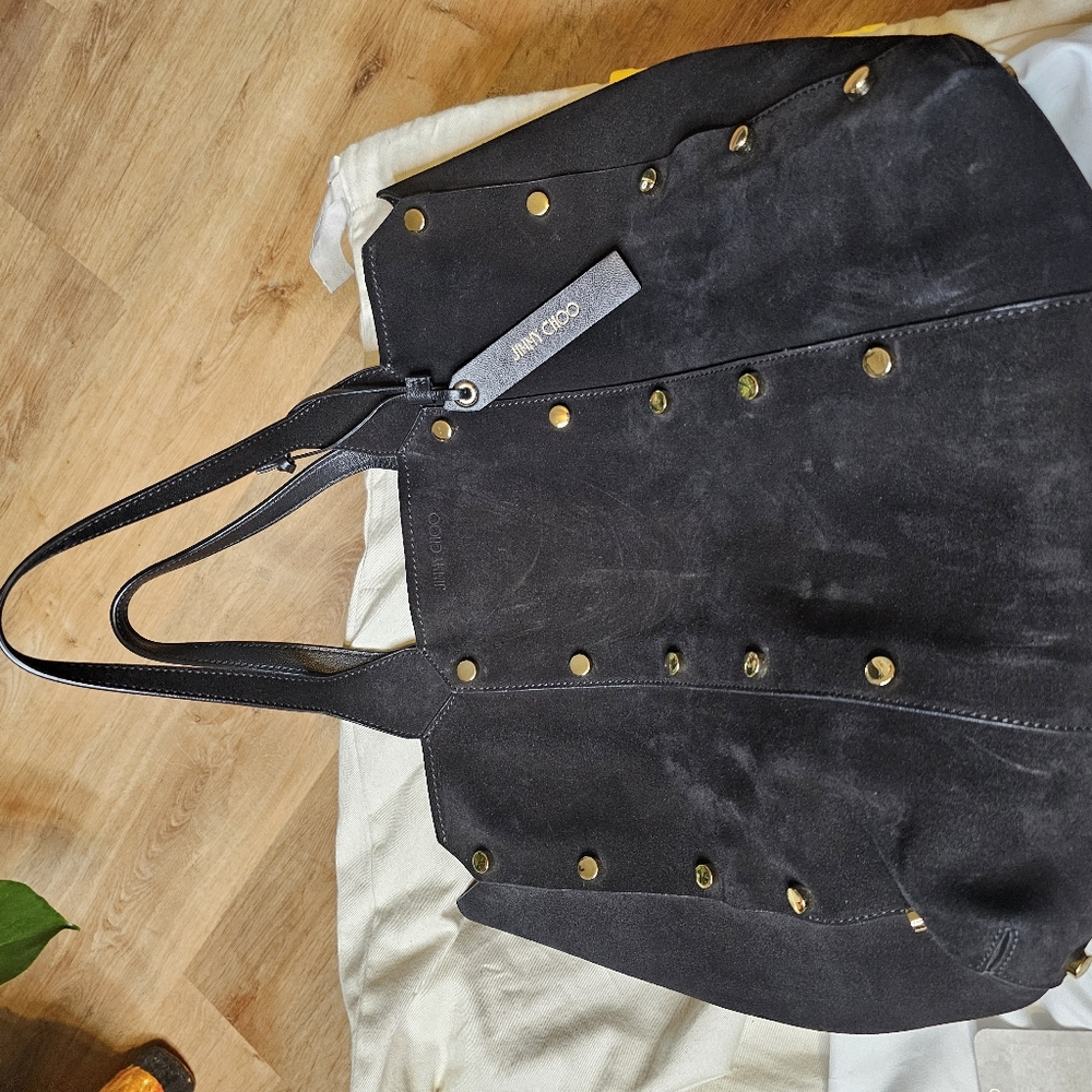 Jimmy Choo Black Suede Lockett Shopper Excellent Gently Used Condition